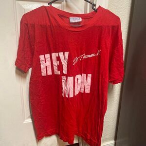 Vintage rare 80s/90s St. Thomas "Hey Mon" Red Graphic Tee size xl 42